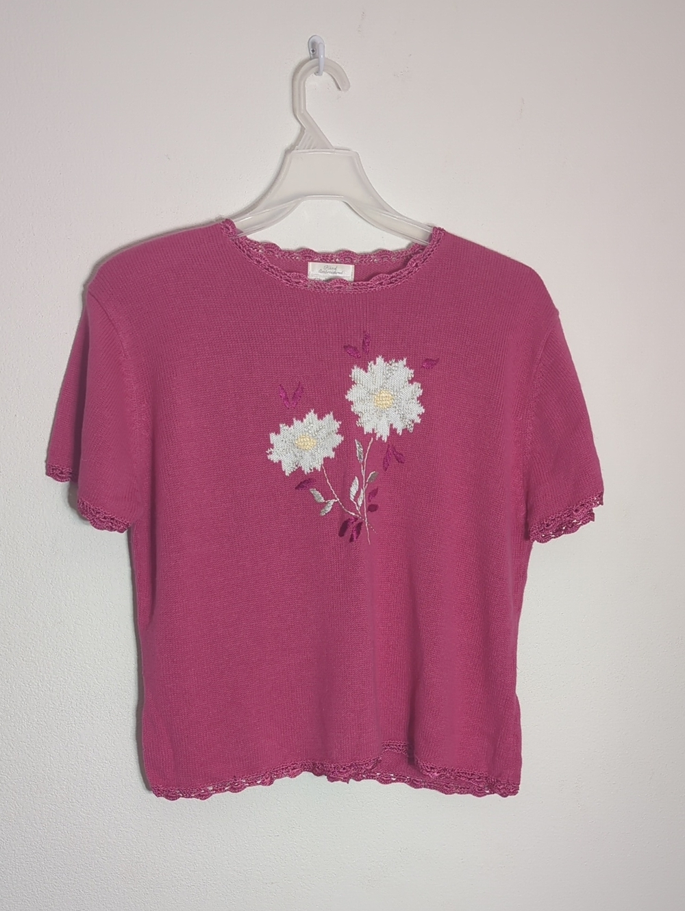 Vintage Y2K Sweater Hand Embroidered Grannycore Cottagecore Girly Daisies XL